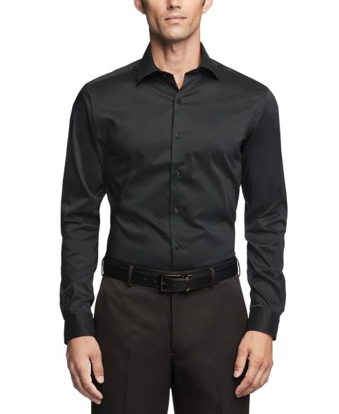 Мужская рубашка Van Heusen Flex Collar Slim Fit Dress Shirt, цвет: Чёрный