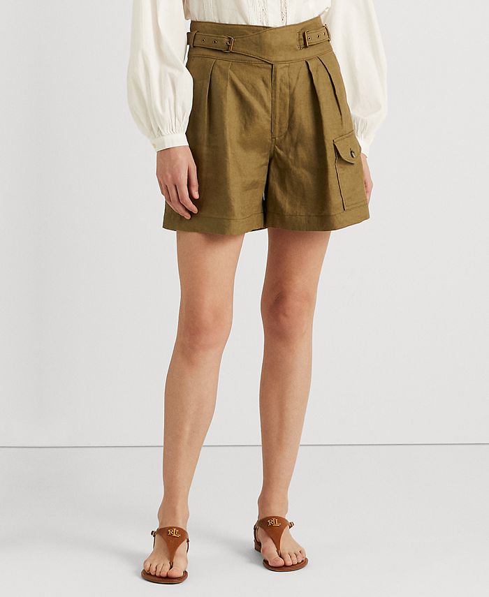 Lauren Ralph Lauren Pleated Linen Shorts Macy's
