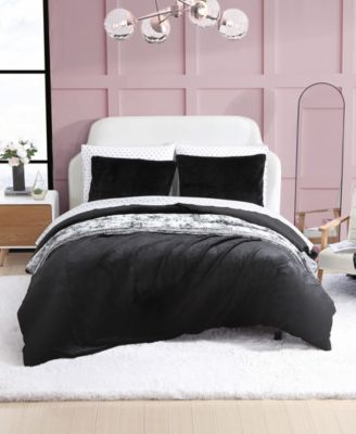 Betsey Johnson Solid Faux Fur Duvet Cover Collection Set Bedding