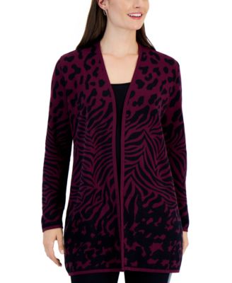 JM Collection - Women's Leopard Mix Cardigan