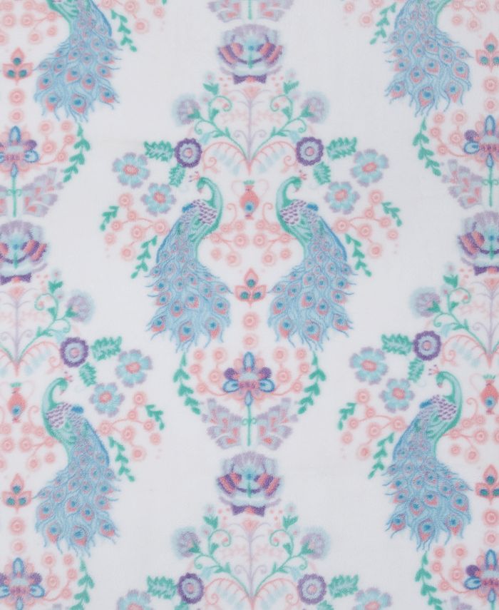 Whim by Martha Stewart Peacock Printed Plush Throw, Created for Macy's