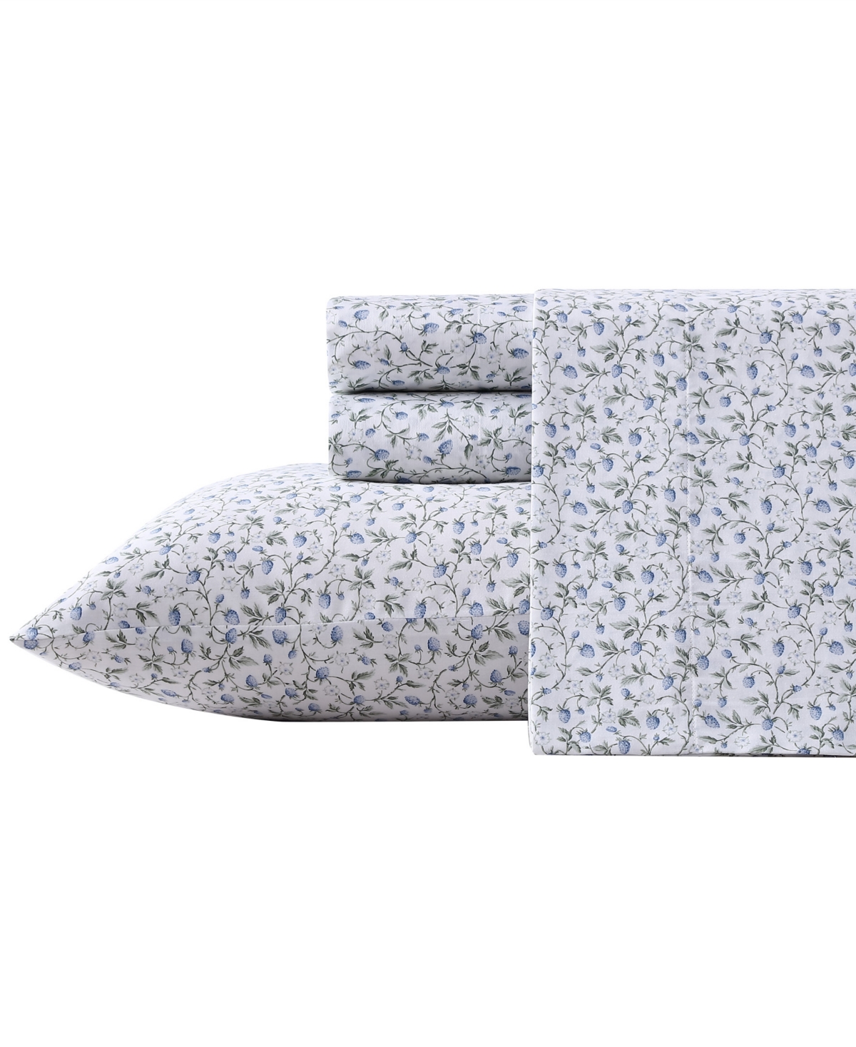 Shop Laura Ashley Closeout!  300 Thread Count Cotton Sateen 4-pc. Sheet Set, King In Bramble Vine