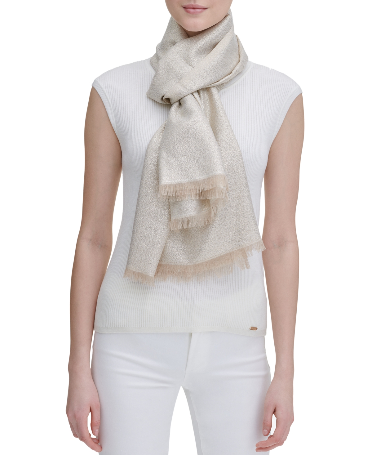 Calvin Klein Lightweight Metallic Evening Wrap Jewel Smart Closet
