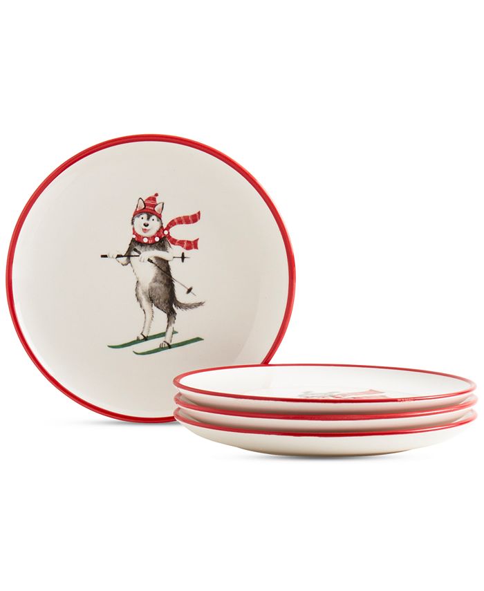 Tabletops Unlimited Furry Christmas Dog Appetizer Plates, Set of 4 Macy's