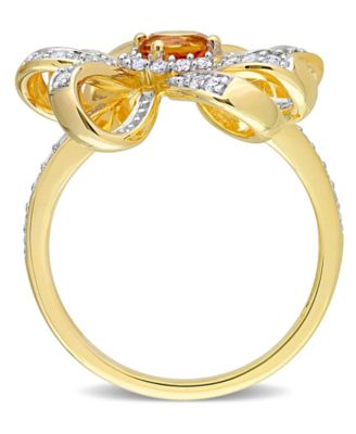 Citrine (2/5 ct. t.w.) and White Topaz (1/2 ct. t.w.) Flower Cocktail Ring in 18k Gold Plated Sterling Silver