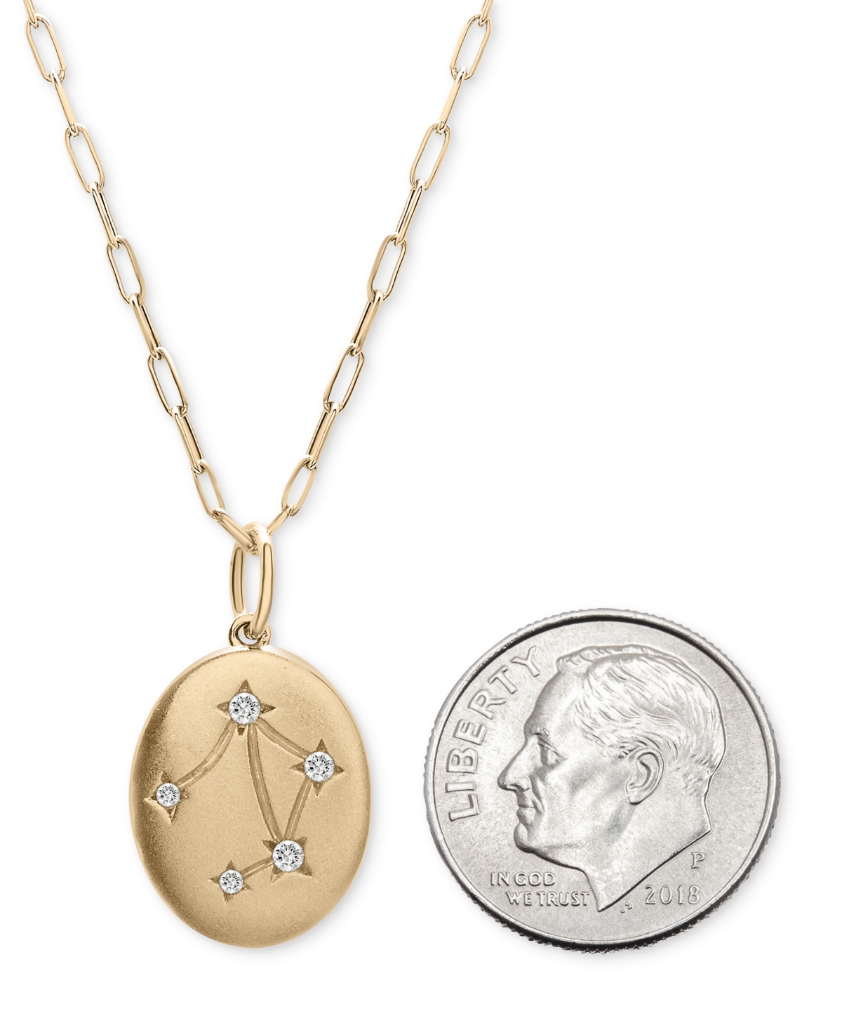 Wrapped Diamond Libra Constellation 18" Pendant Necklace (1/20 Ct. Tw) In 10k Yellow Gold, Created For Macy' In Libra