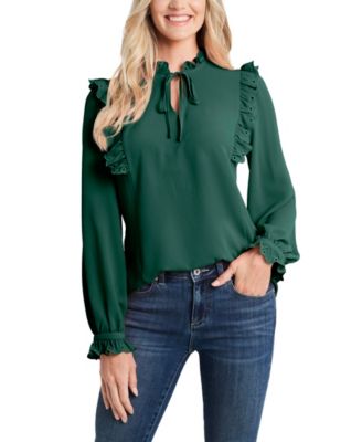cece ruffled tie neck blouse