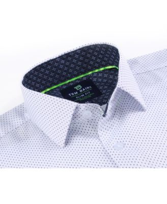 Men's Slim Fit Performance Long Sleeve Geometric Dress Shirt