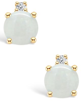 Opal (1/3 ct. t.w.) and Diamond Accent Stud Earrings in 14K Yellow Gold