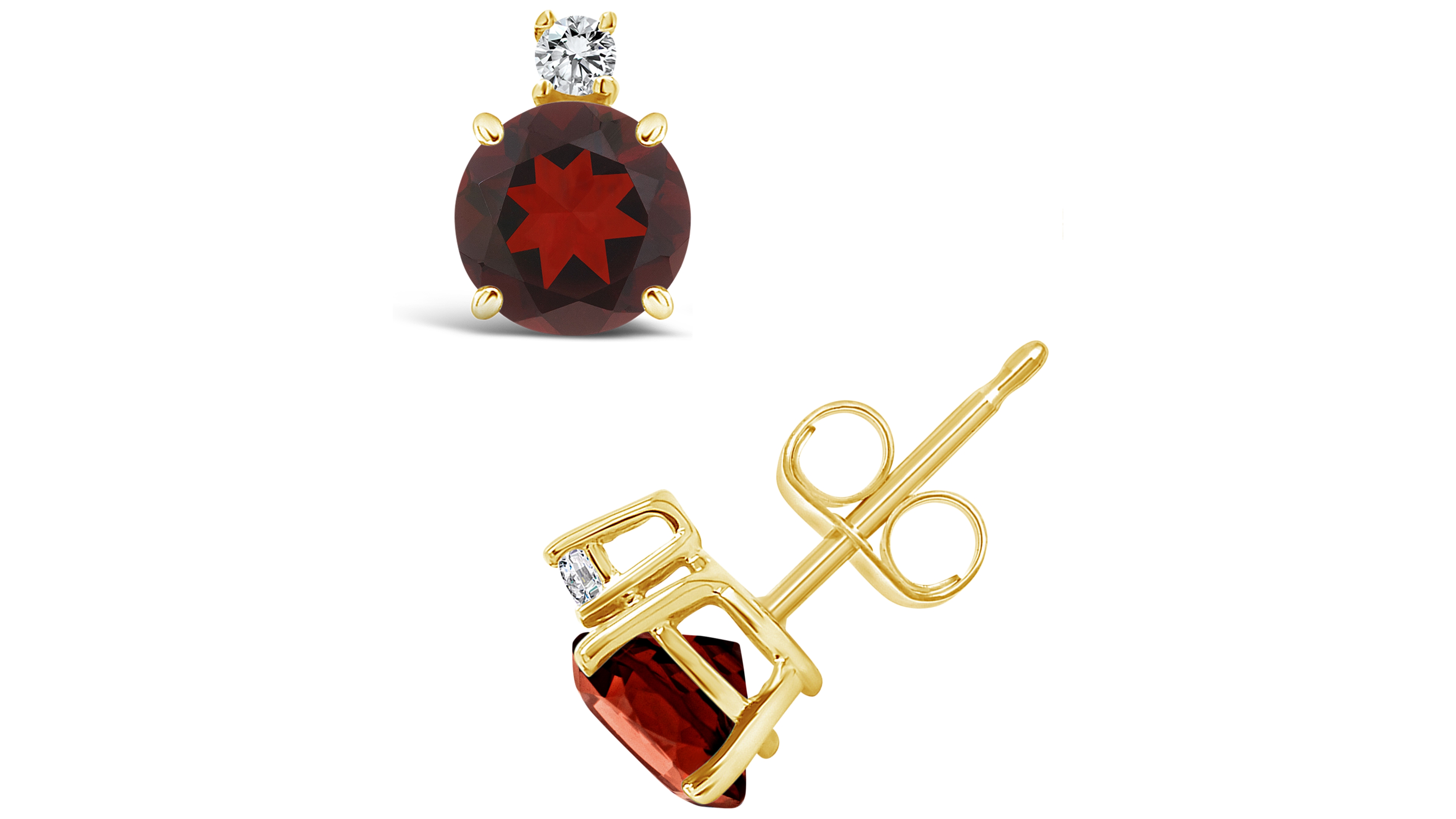 Garnet (1-1/3 ct. t.w.) and Diamond Accent Stud Earrings 14K Yellow Gold