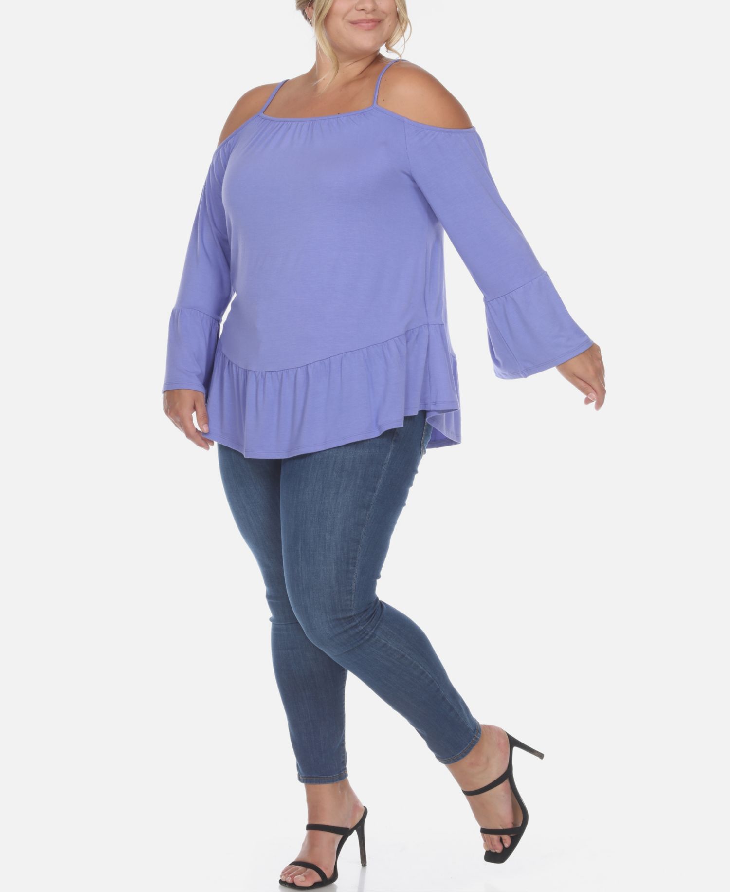Plus Size Cold Shoulder Ruffle Sleeve Top