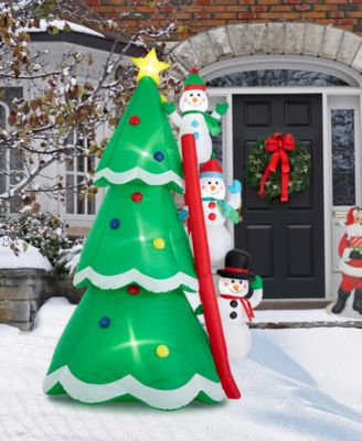 8' Lighted Inflatable Xmas Snowman Climbing Up Tree Decor