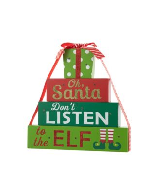 12" Lighted Wooden Christmas Gift Block Table Decor