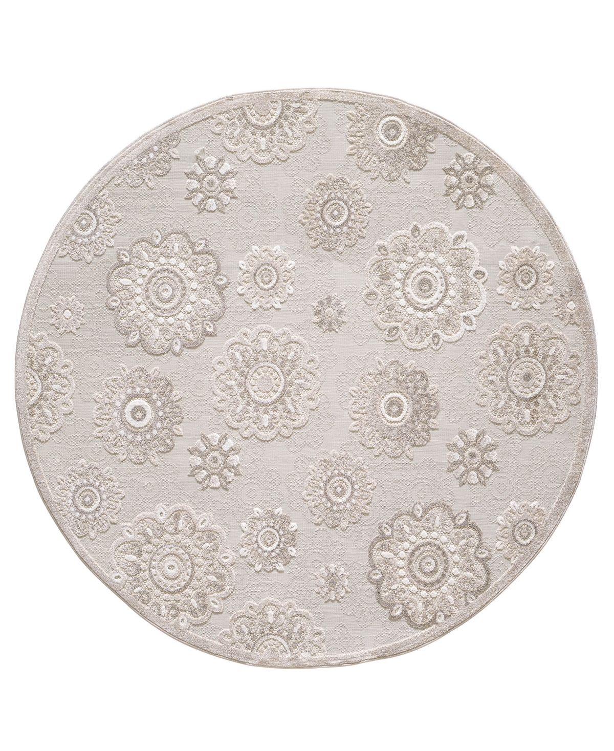 Kas Calla 6933 7'10in x 7'10in Round Area Rug - Taupe