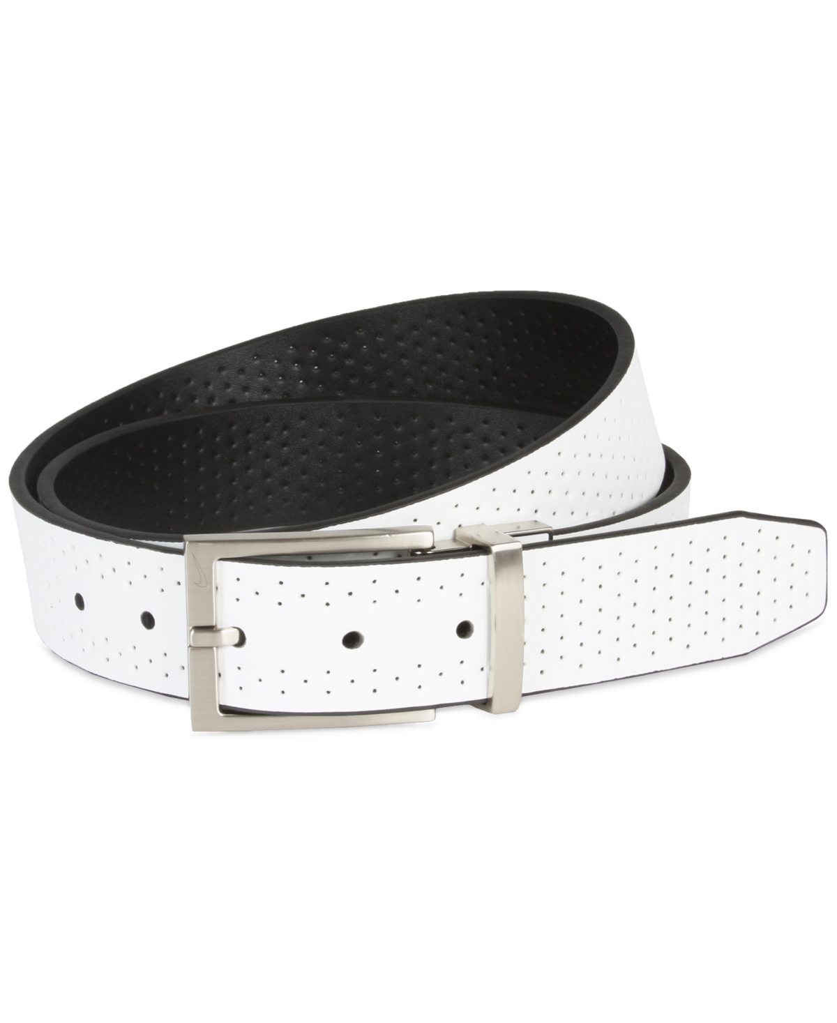 Shop Nike Men's Perforated Reversible Belt In White,black