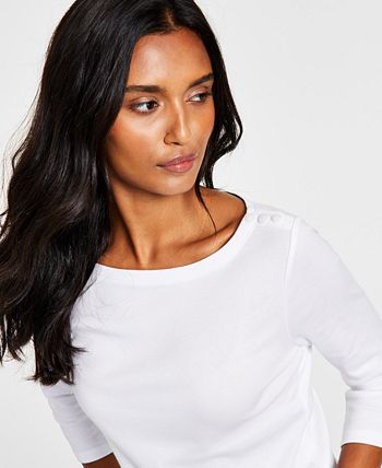 Charter Club - Boat-Neck Shoulder-Button Top