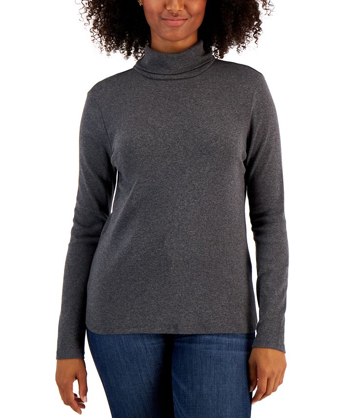 Charter Club Petite Cotton Turtleneck Top, Created for Macy's - Macy's