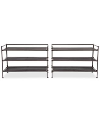3-Tier Resin Slatted Shoe Rack, 2-Pack