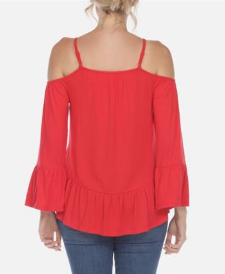 Women's Cold Shoulder Ruffle Sleeve Top
