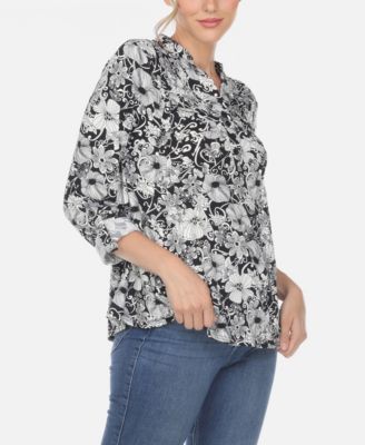 Women's Pleated Floral Print Blouse