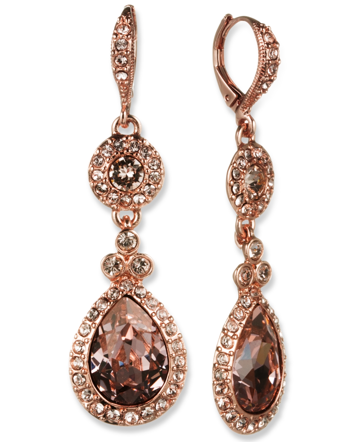 Givenchy Silver-Tone Crystal Element Double Drop Earrings