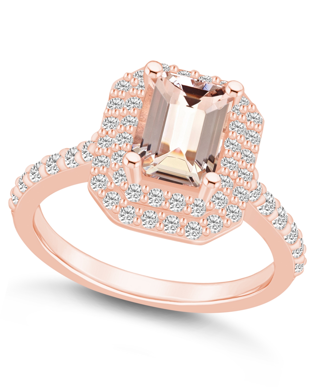 Macy's Morganite And Certified Diamond Halo Ring