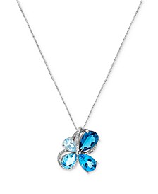 Blue Topaz (14 ct. t.w.) & Diamond Accent 16" Pendant Necklace in 14k White Gold