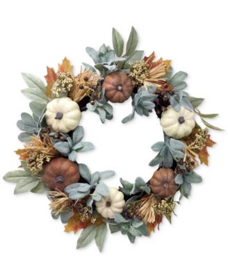 Martha Stewart Collection Sage & Pumpkins Collection Wreath, Created ...