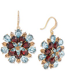 Gold-Tone Multicolor Mixed Stone Flower Drop Earrings, Created for Macy's