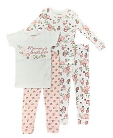 Baby Girls Tight Fitting Sleepwear Pajamas, 4 Piece Set