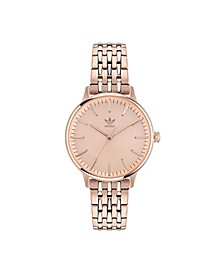 Unisex Three Hand Code One Small Rose Gold-Tone Stainless Steel Bracelet Watch 35mm