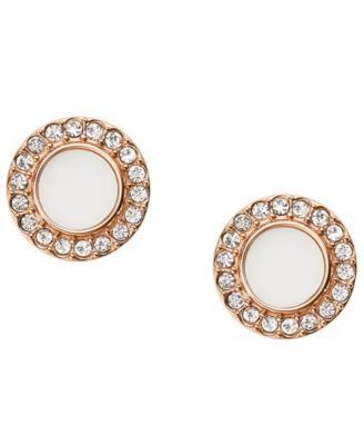 FOSSIL Damenring Val – Roségold & Weiße Jade, Minimalistisch & Elegant