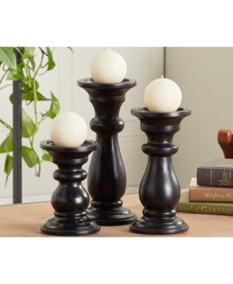 Wood French Country Candle Holder, Set of 3