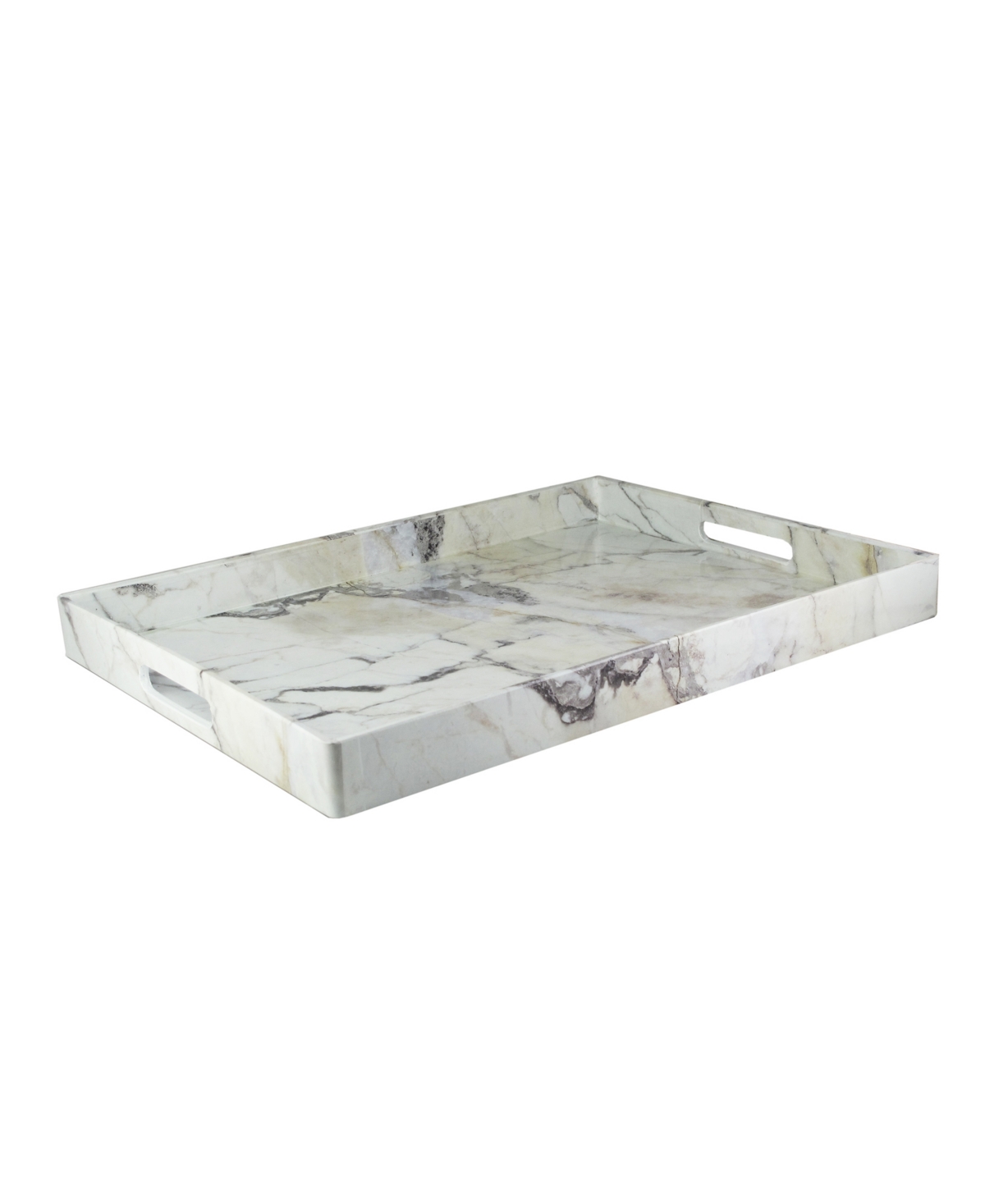American Atelier Marble Swirl Tray With Handless, 14" X 19" In Gray