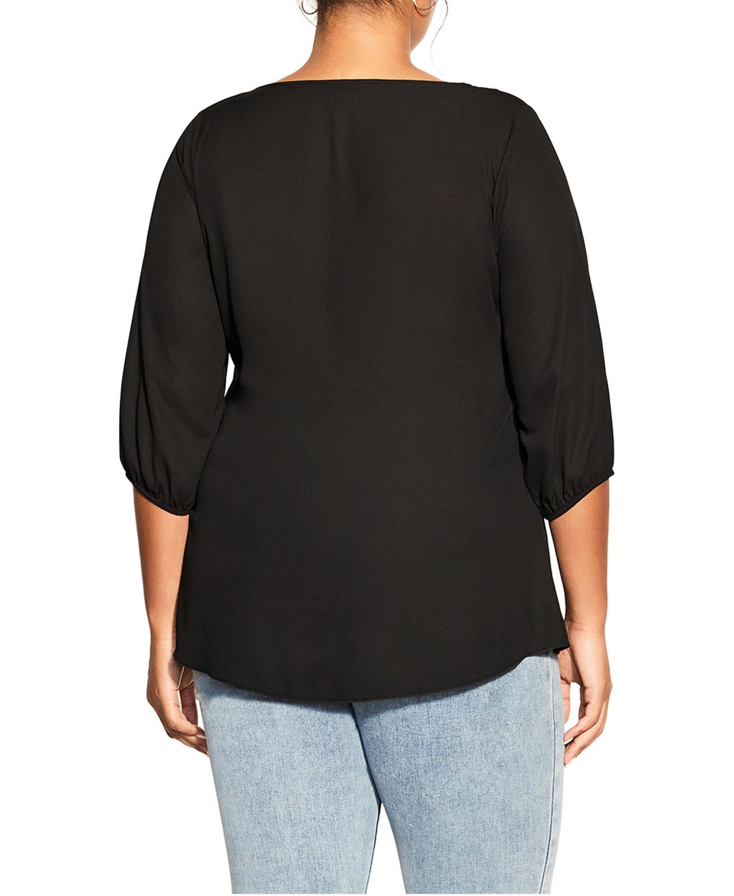 Women's Fashion Fling Elbow Sleeve Zip Neck Top