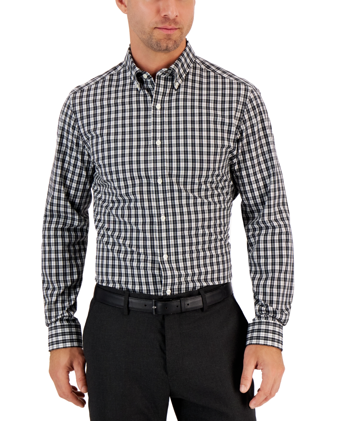 Club Room Men's Moral Slimfit Plaid Buttondown Performance Dress