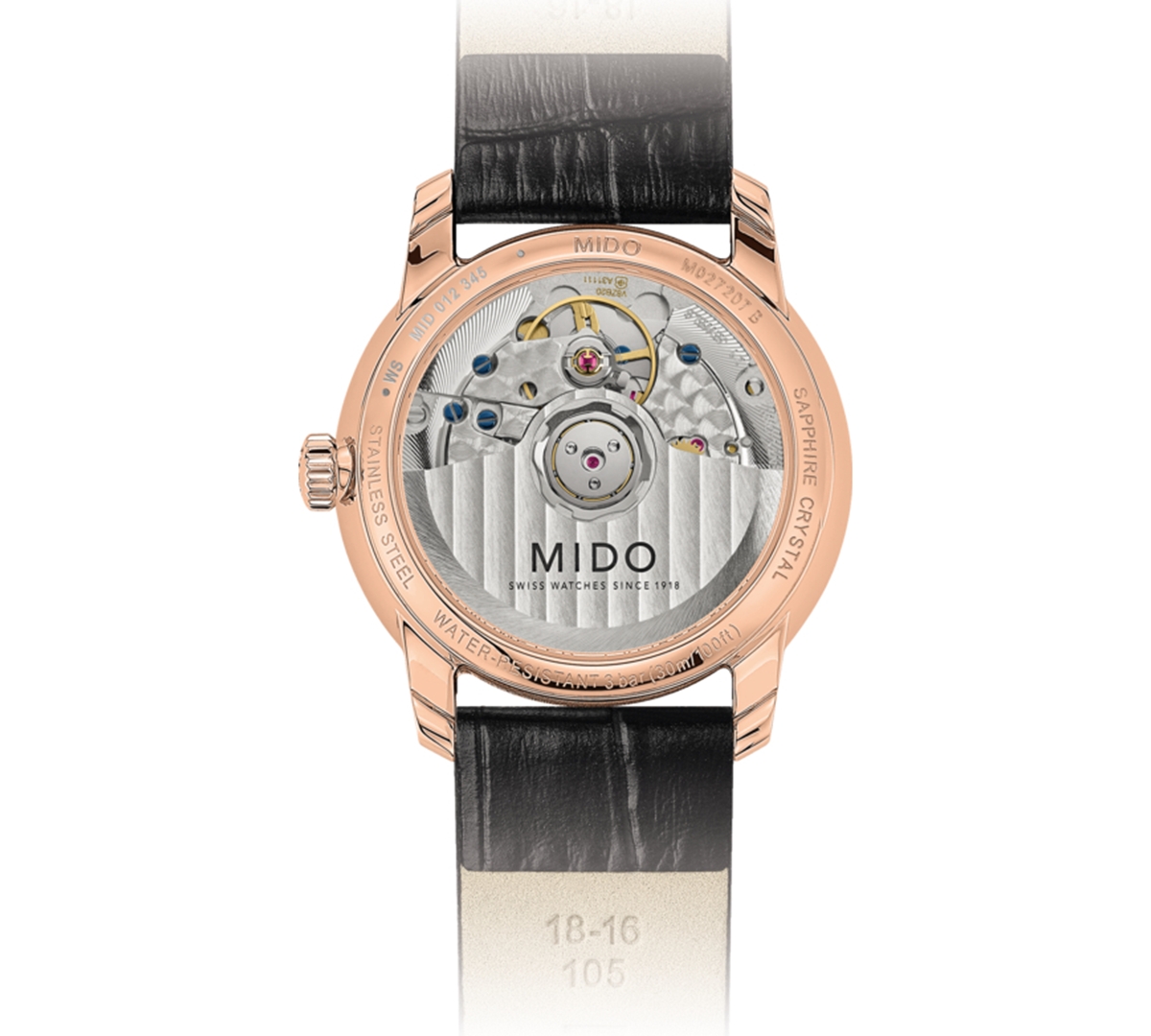 Shop Mido Women's Swiss Automatic Baroncelli Iii Heritage Diamond (1/10 Ct. T.w.) Black Leather Strap Watch 33 In Ivory