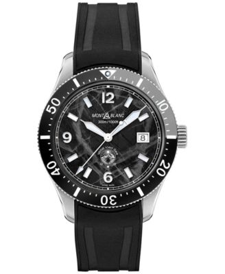Montblanc - Men's Swiss Automatic 1858 Iced Sea Black Rubber Strap Watch 41mm