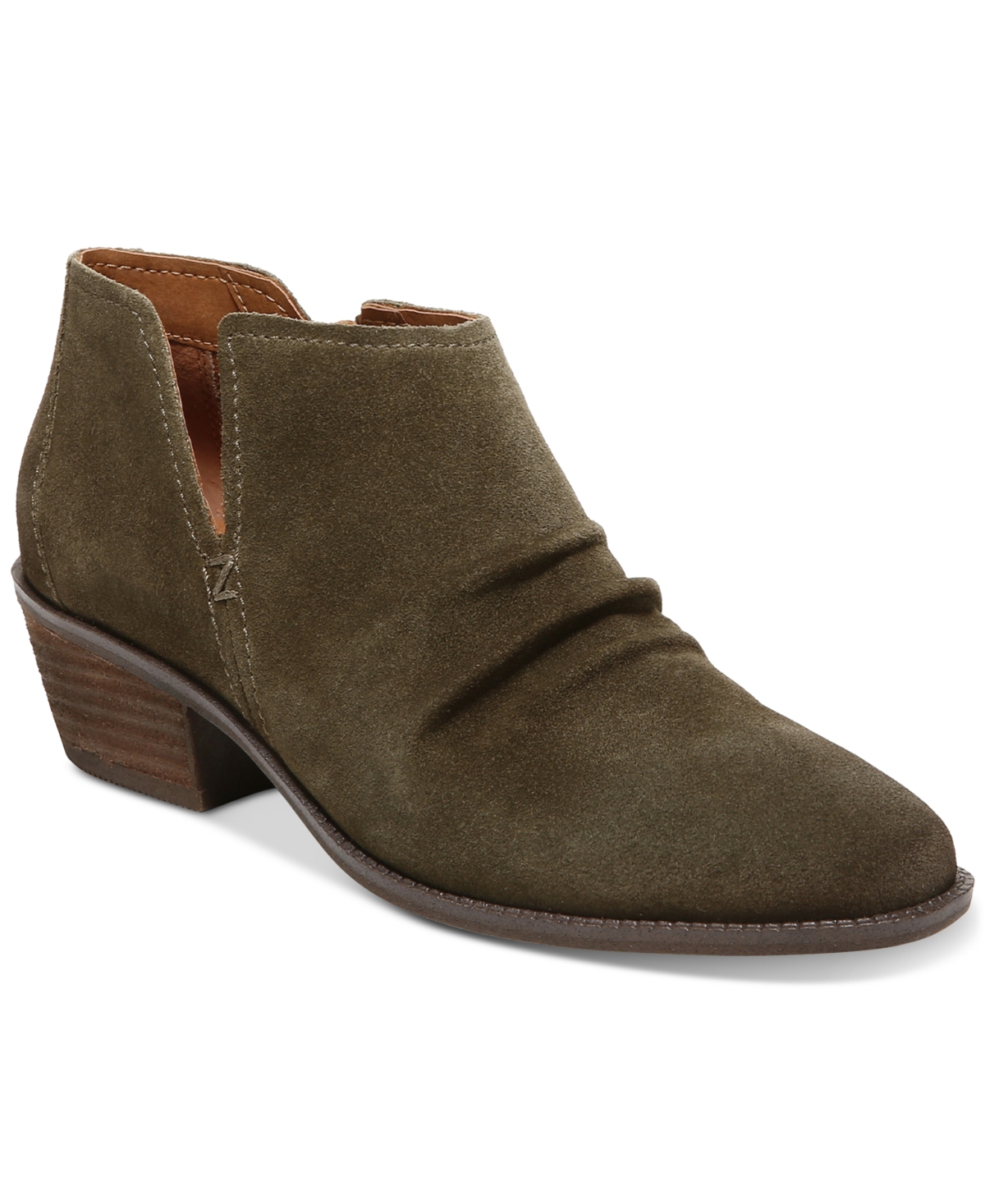 Zodiac Hope Womens Almond Toe Block Heel Ankle Boots In Dark Olive Suede