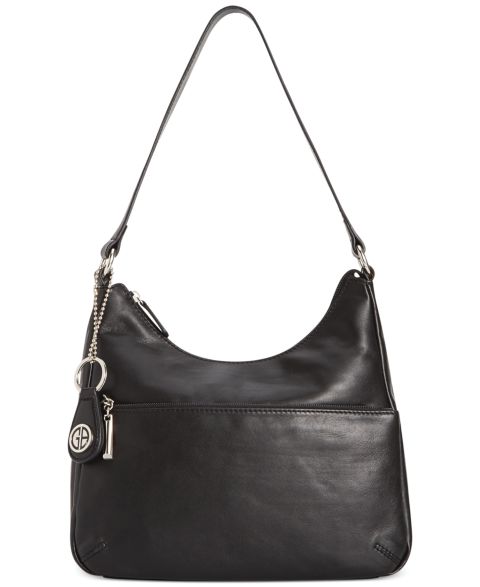 Женская сумка Giani Bernini Nappa Leather Hobo, цвет: Чёрный / Серебряный