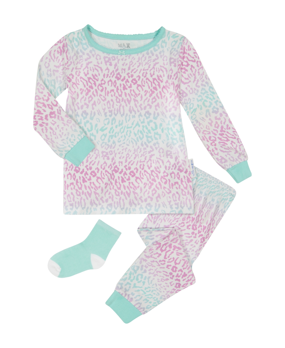 Max & Olivia Kids' Toddler Girls T-shirt, Pajama And Matching Socks, 3-piece Set In Turquoise