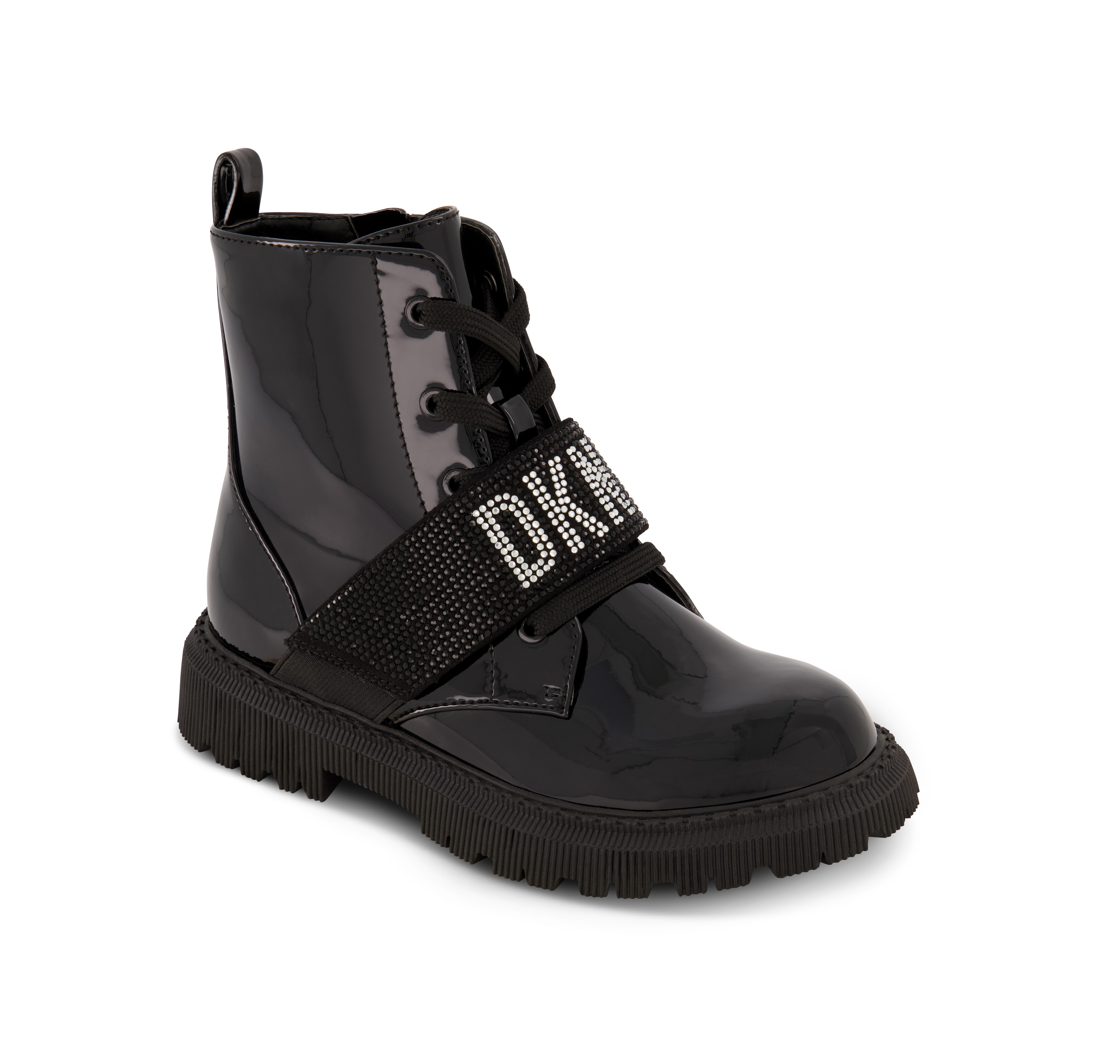 Dkny Girls Elastic Logo Strap Moto Boots