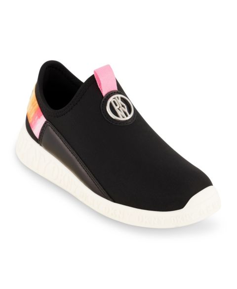 Кроссовки DKNY Slip On Logo Sneakers для девочек, цвет: Чёрный разноцветный
