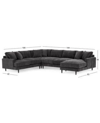 CLOSEOUT! Mariyah Fabric 4-Pc. Sectional with Chaise, Created for Macy's