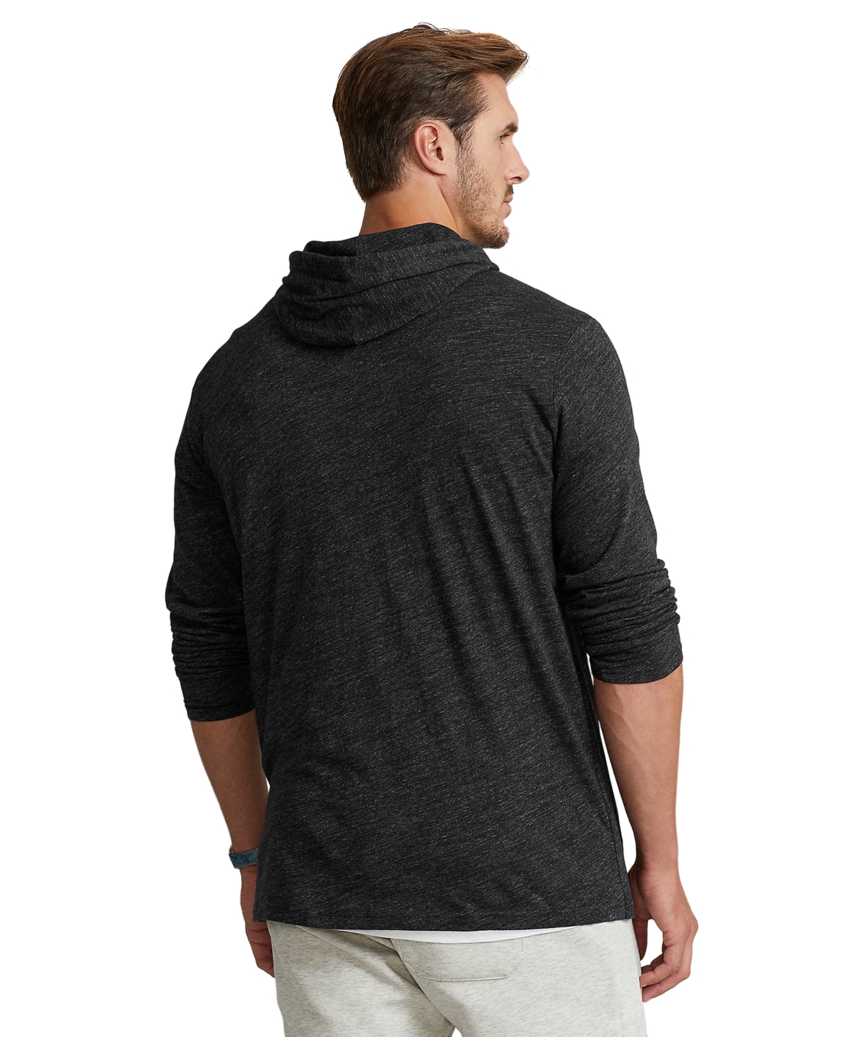 Shop Polo Ralph Lauren Men's Big & Tall Jersey Hooded T-shirt In Black Marl Heather