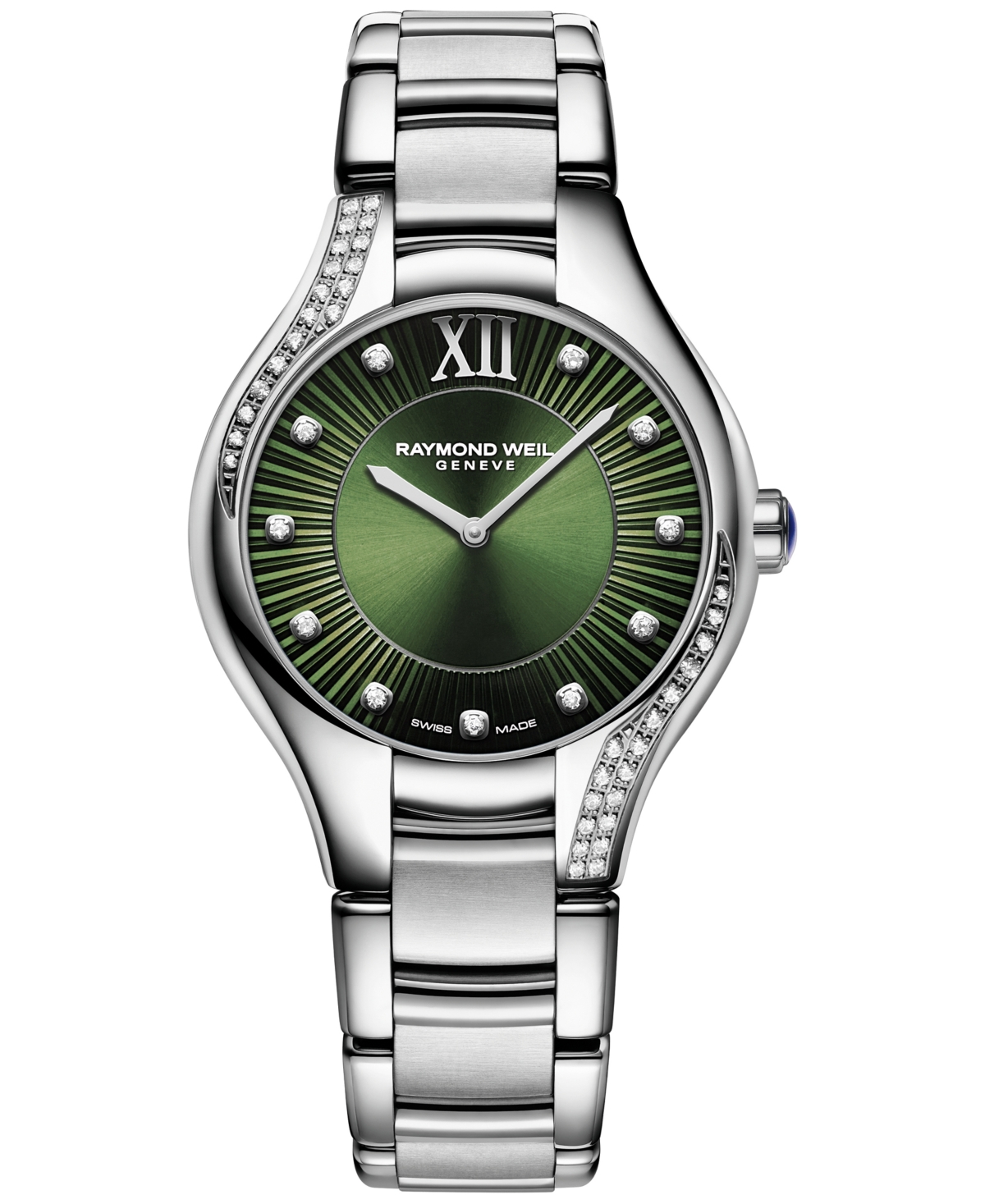 Raymond Weil Women's Swiss Noemia Diamond (1/4 Ct. T.w.) Stainless Steel Bracelet Watch 32mm In Green
