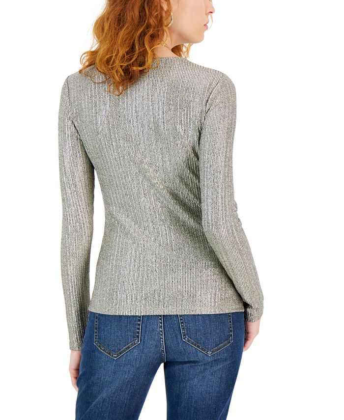 INC International Concepts Women's Metallic Keyhole Top, Created for ...