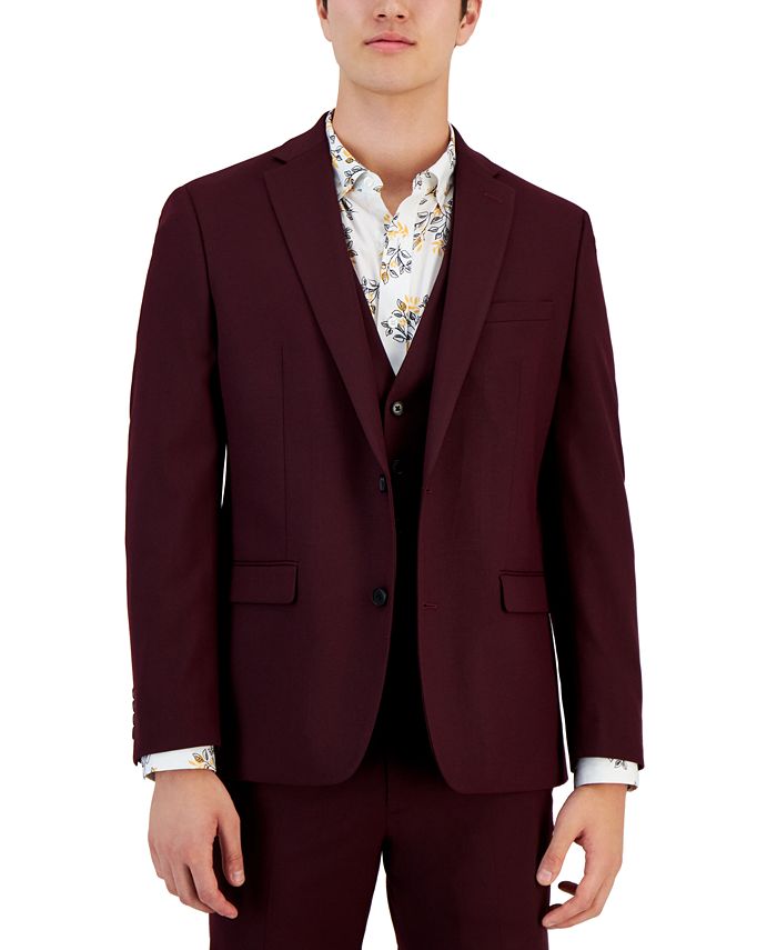 Pre-owned Handmade Men Suit Burgundy Formal Suit Slim Fit Wedding