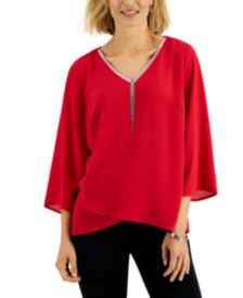 macys red blouses