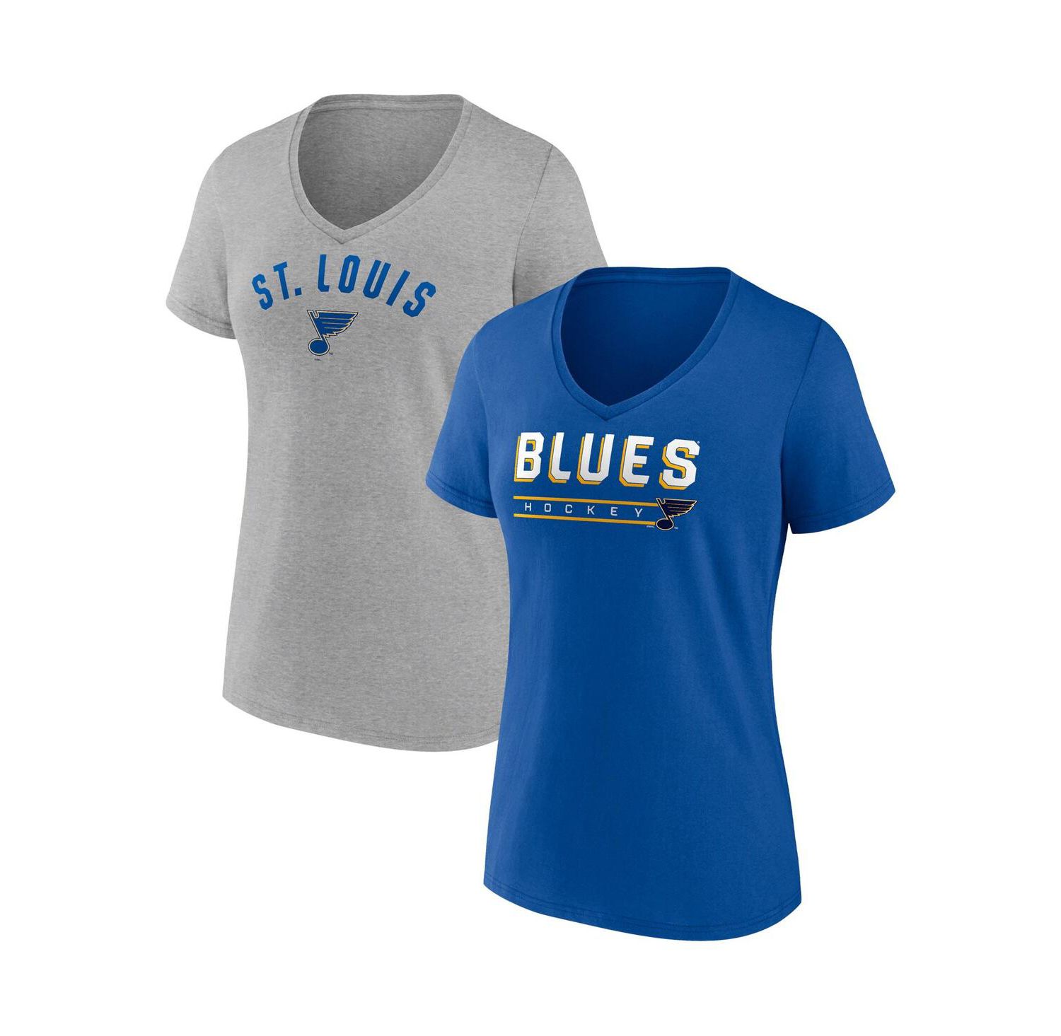 Women's Blue, Heather Gray St. Louis Blues Parent 2-Pack V-Neck T-shirt Set